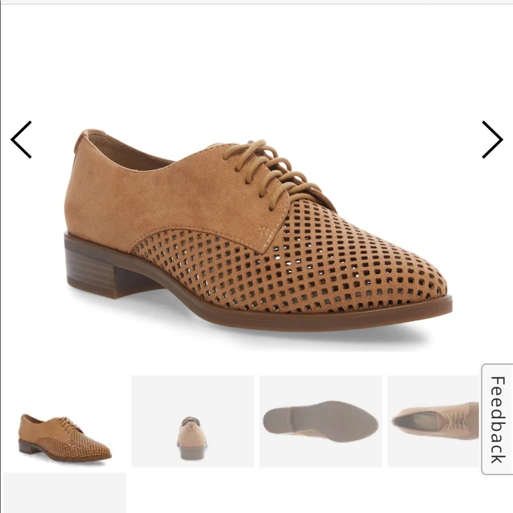 Anne Klein Laden tan perforated lace-up Oxford